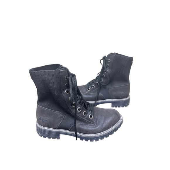 Blowfish Black Moto Booties Lace up Winter Vegan Leather Neutral Walk Size 6.5 - Picture 11 of 12